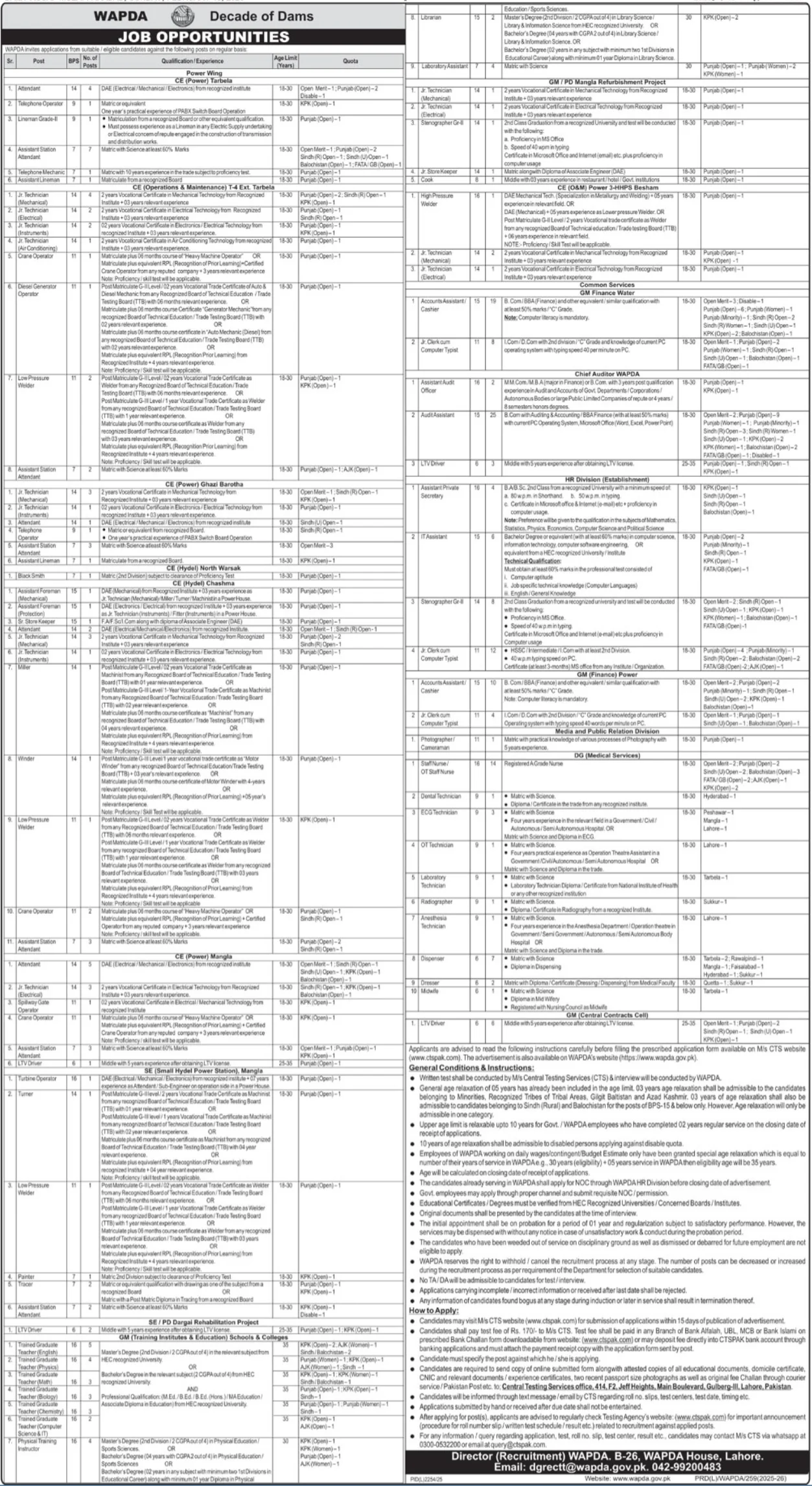 WAPDA Jobs 2026 Advertisement