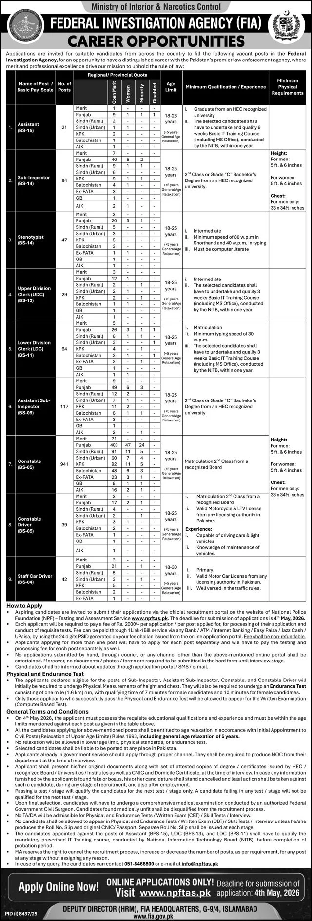 FIA Jobs Advertisement